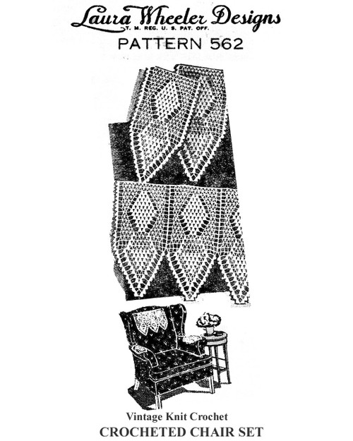 Vintage Crochet Davenport Set Pattern Design 562