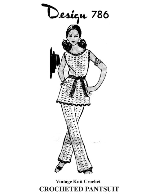 Vintage 1970s Crochet Pantsuit Pattern 