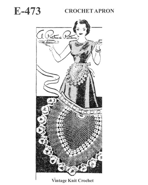 Crochet Pansy Apron Pattern, Vintage 1950
