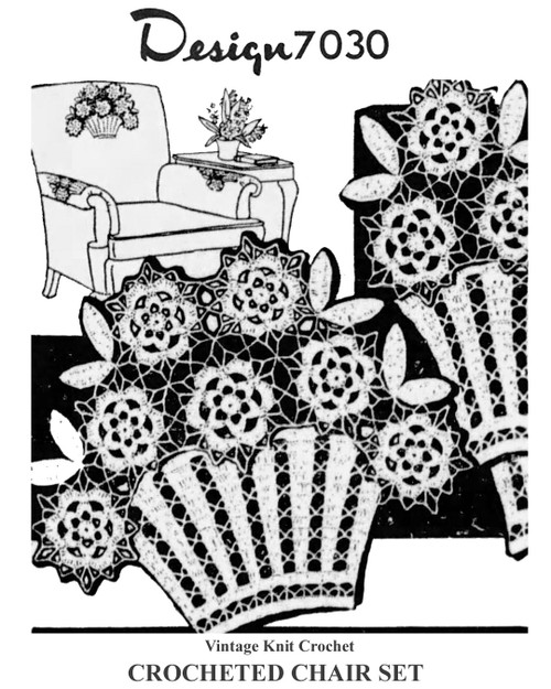 Crochet Flower Basket Chair Set Pattern, Alice Brooks Design 7030