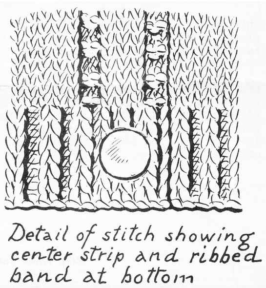 Diagram of pattern stich of childs knitted sweater.