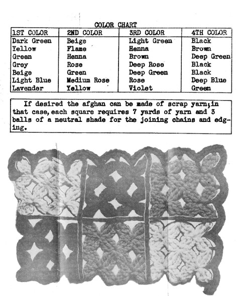 Afghan pattern illustration with color chart