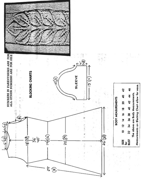 Knitted Dress Pattern, Leaf Motif Design 7296