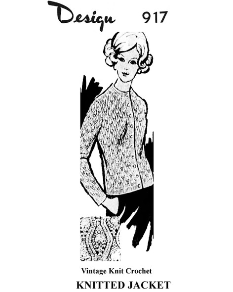 Textured jacket knitting pattern Design 917
