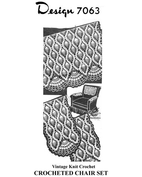 Crochet Chair Set Patterns, Pineapple Rows, Alice Brooks Design 7063
