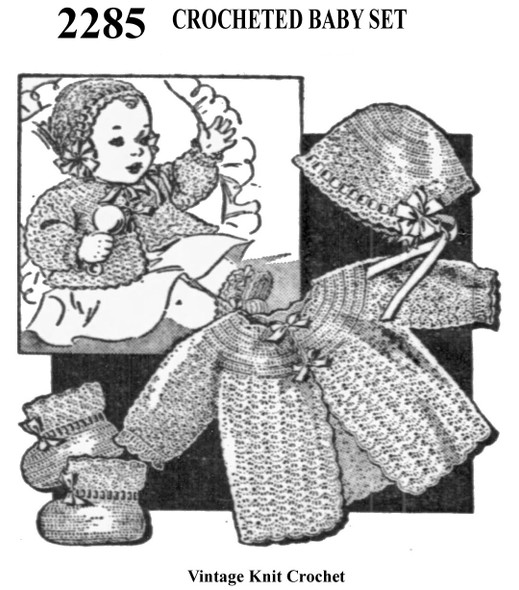 Crochet Three Piece Baby Set in Shell Stitch