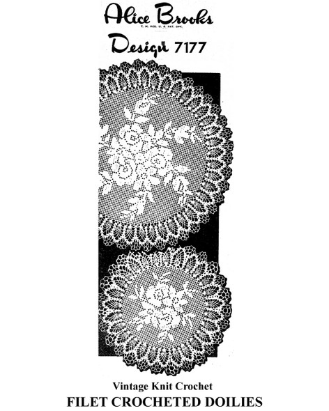 Rose Filet Crochet Doilies Pattern, Large Small Design 7177