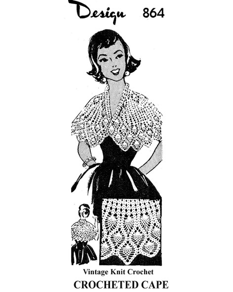 Mail Order Design 864, Crocheted Cape Newspaper Advertisement