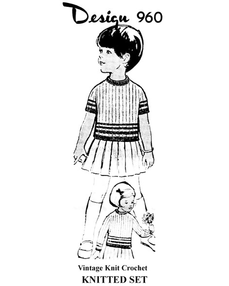Girls Knitted Poor Boy Set, Skirt & Top Design 960