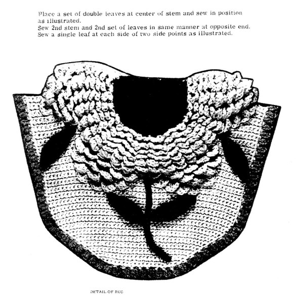 Illustration of flower section of crocheted oval rug.