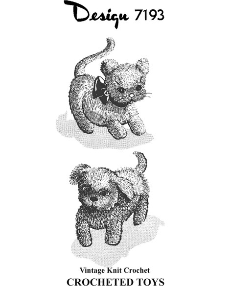 Crochet Dog and Cat Stuffed Toy Pattern, Alice Brooks Design 7193