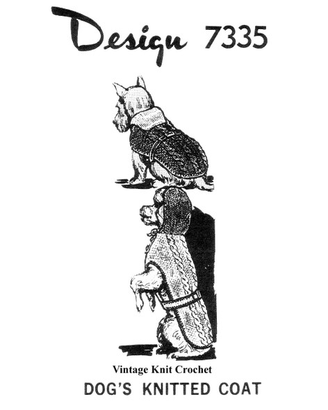 Knitted Cable Dog Coat Design 7335