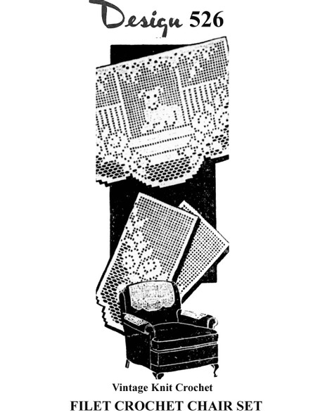 Puppy on porch filet crochet pattern, chair doily Design 526