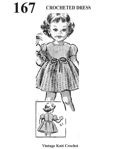 Little Girls Crocheted Dress Pattern, Special Occasion No 167, Martha Madison