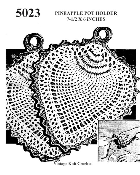 Crochet Potholder and Dishcloth in Pineapple Shape, Pattern No 5023