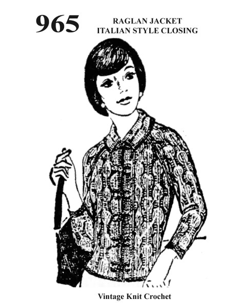 Knitted Raglan Sweater Jacket No 965