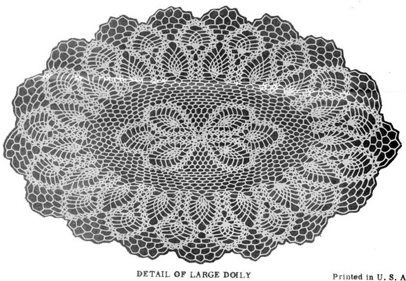 Illustration of large pineapple doily in oval shape