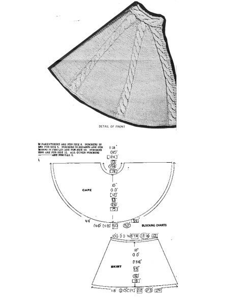 Girls Cape Knitting illustration with layout vhart