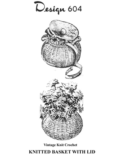 Small Knitted Basket Pattern with Lid, Mail Order Design 604