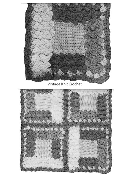 Crochet Illustration of colorful afghan blocks