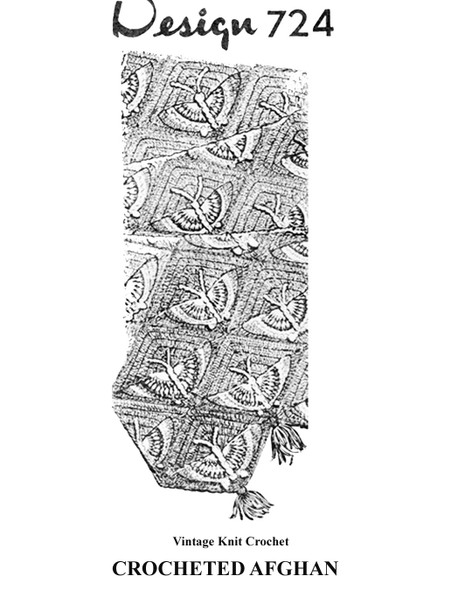 Crochet Afghan Pattern of Butterfly Motifs., Laura Wheeler Design 724