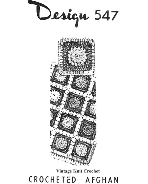 Crochet Afghan Pattern of Flower Squares, Laura Wheeler Design 547