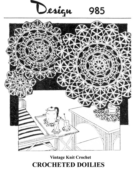 Cobweb Crocheted Doilies Pattern with scalloped edges Design 985