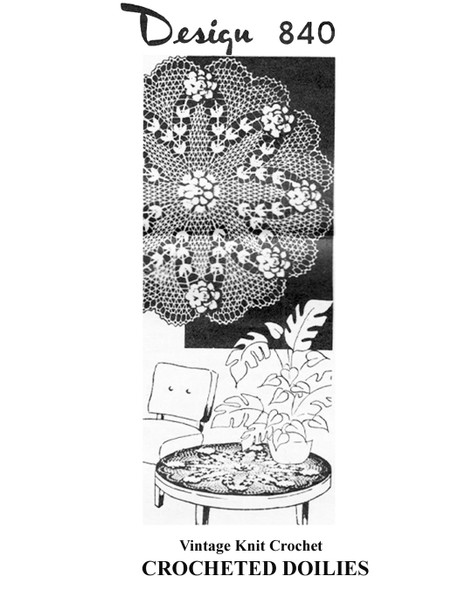3-D Rose Crocheted Doiies Pattern, Laura Wheeler Design 840 small and large