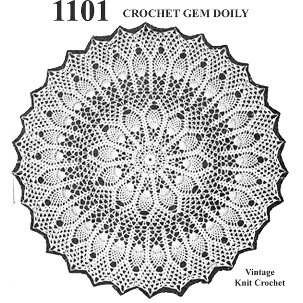 Crochet Pineapple Gem Doily Pattern, Mail Order 1101