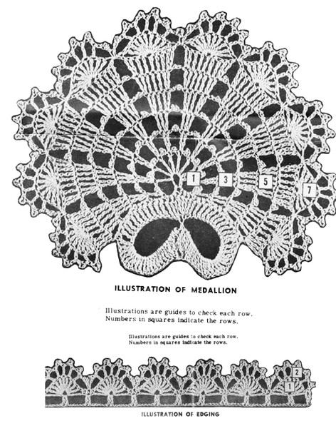 Illustration of Shell Medallion with Edging for Hand Towels