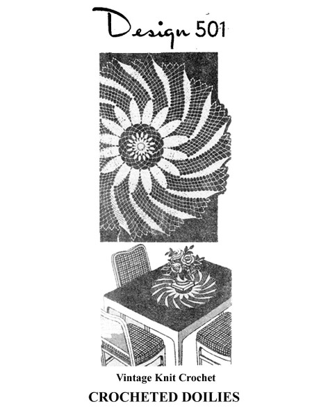 Daisy Center with Pinwheel Crochet Doily Pattern Design 501