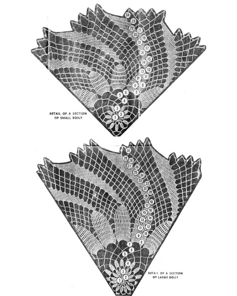 Illustration of crocheted pinwheel doilies