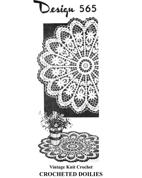 Petal Stitch Crocheted Doilies Pattern, Mail Order Design 565