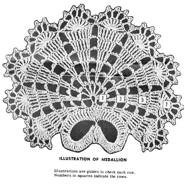 Illustration of crocheted Shell Insertion for Mail Order Design 548