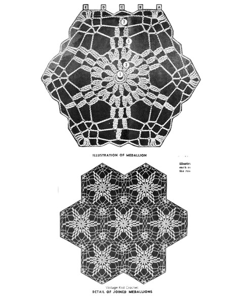 Illustration of crocheted motif with layout design 665