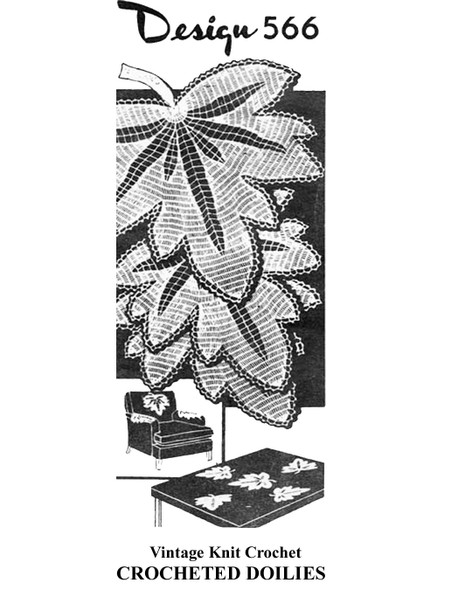 Maple Leaf Shaped Crochet Doilies Pattern, Mail Order Design 566