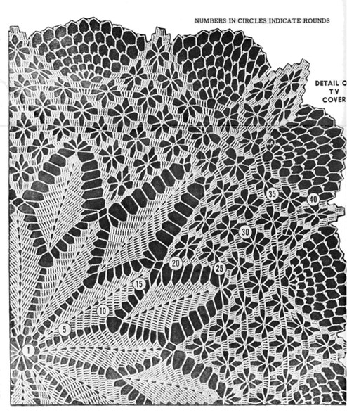 Illustration of large crochet square doily pattern Design 7391