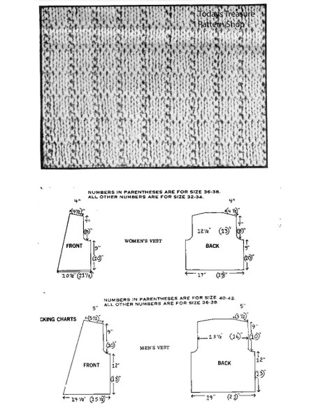 Pattern stitch illustration for knitted vests