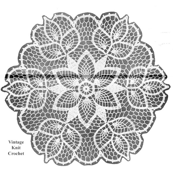 Crocheted Doilies with Tulip Border Illustration for Pattern Design 3007