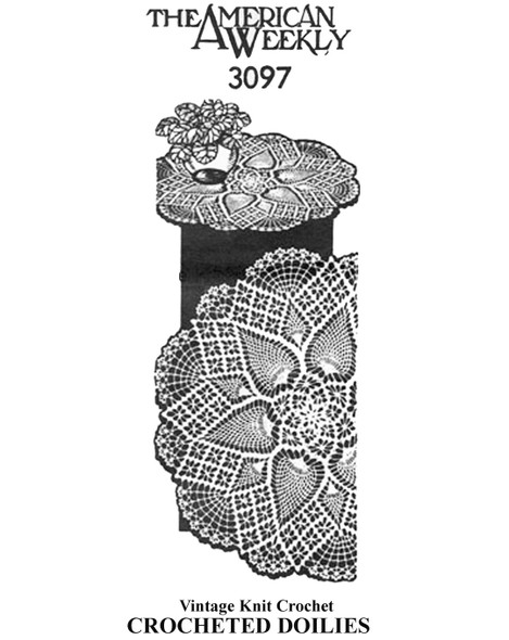 Pineapple Doilies in three sizes each small and large, Design 3097