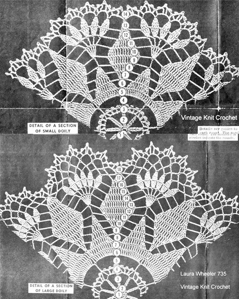 Illustration of crocheted flower doilies Design 735