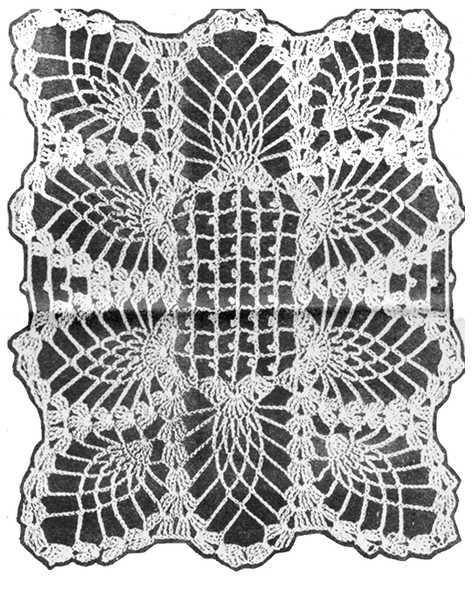 Pineapple crocheted mat pattern illustration, Design 634