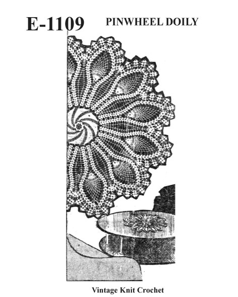 Crochet Doily, Pinwheel Center, Pattern, Needlework Bureau E-1109