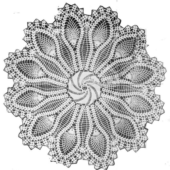 Illustration of large pinwheel centered doily pattern
