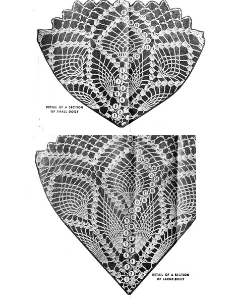 Illustration of large & small pineapple doilies