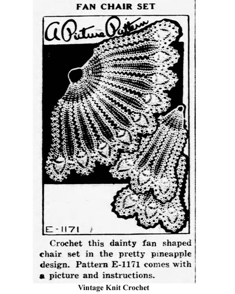 Mail Order Design No 1171, Crocheted Chair Set Pattern Newspaper Advertisement