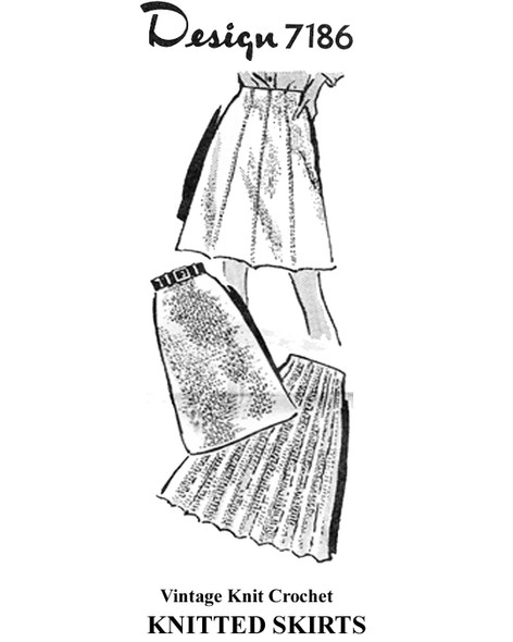 Three Knitted Skirt Styles Pattern, Mail Order Design 7186