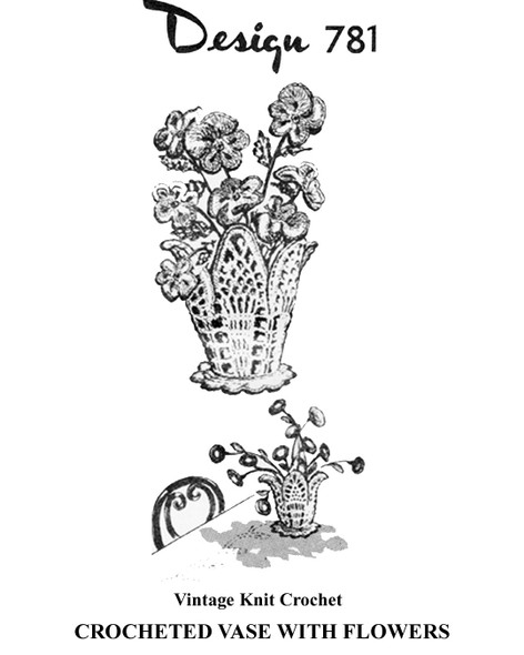 Crocheted Flowers and Vase Pattern, Laura Wheeler Design 781