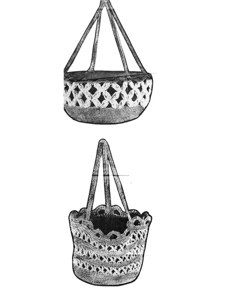 Illustration of Two Styles Hanging Crocheted Baskets