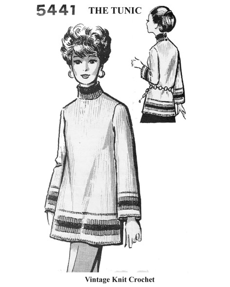 Long Tunic Knitting Pattern with striped hemline